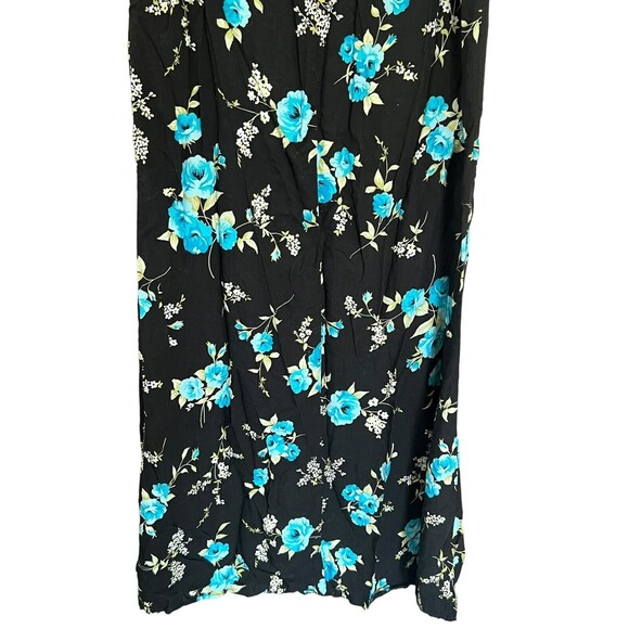Vintage Floral Patterned Black Grunge Punk Long Sleeveless Maxi Dress Size 10 - Picture 5 of 8